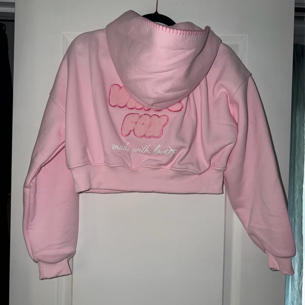NWT! WHITE FOX- cropped zip front hoodie - Picture 6 of 8